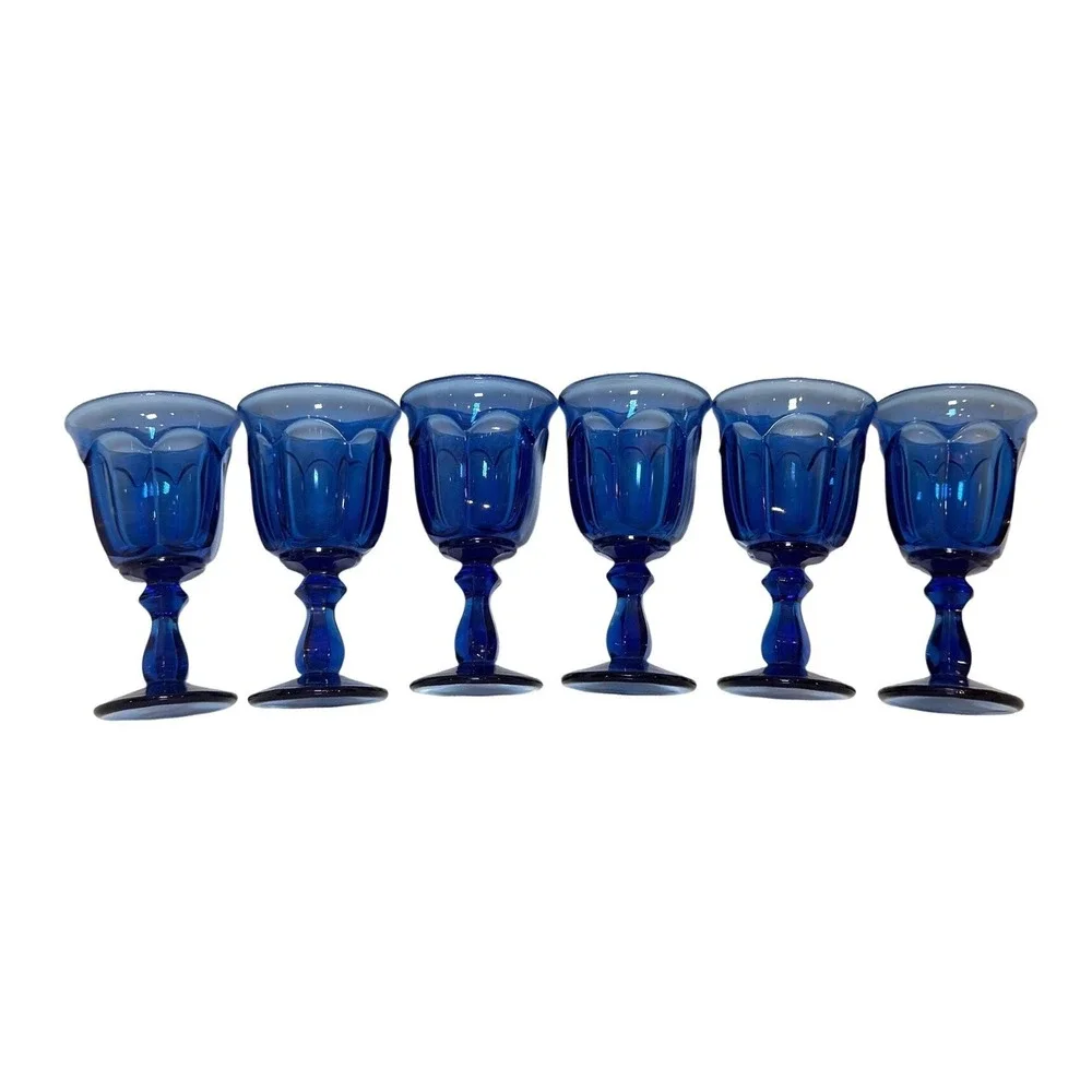 Vintage Imperial Glass Old Williamsburg Cobalt Goblets‎ 5.3